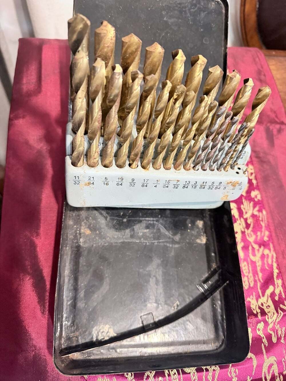 Vintage Metal Drill Bit Index Case High-Speed Steel Twist Drill Bits